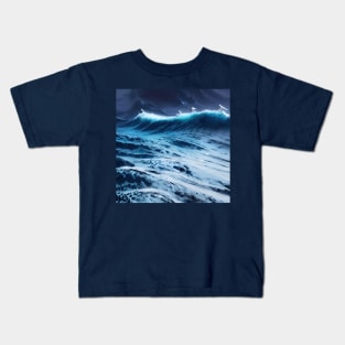 Hyperrealistic blue ocean waves Kids T-Shirt